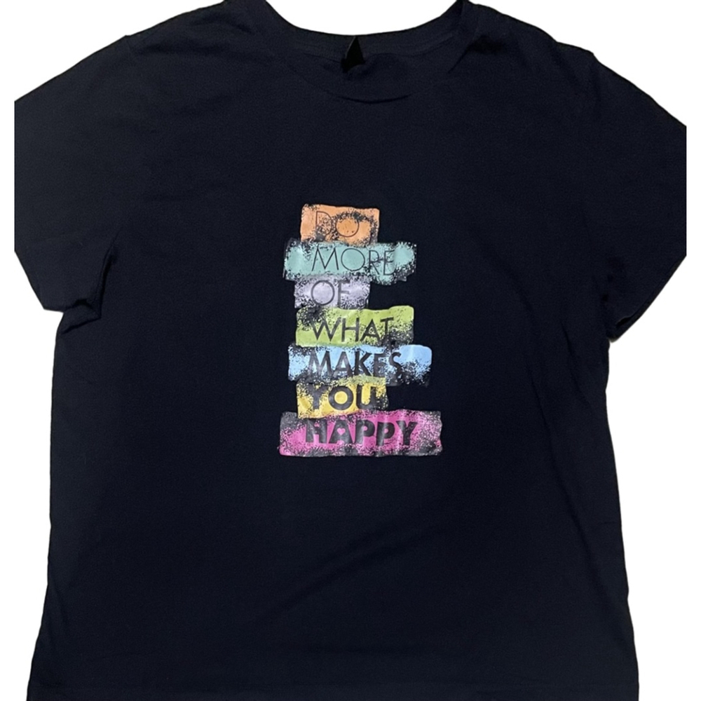 Women's SHEIN Black Multicolor Graphic Short Sleeve Tee 2X